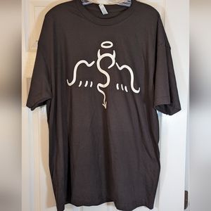 American Apparel School Logo heavy cotton tee Shirt Black w/White Print  XL